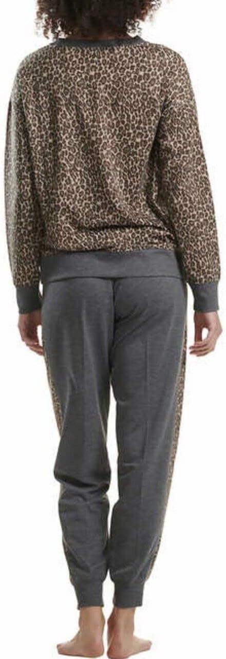 Splendid Women's 2-Piece Pajama Set Long Sleeve Crewneck Top Jogger Pants (Small, Leopard) - Image 2