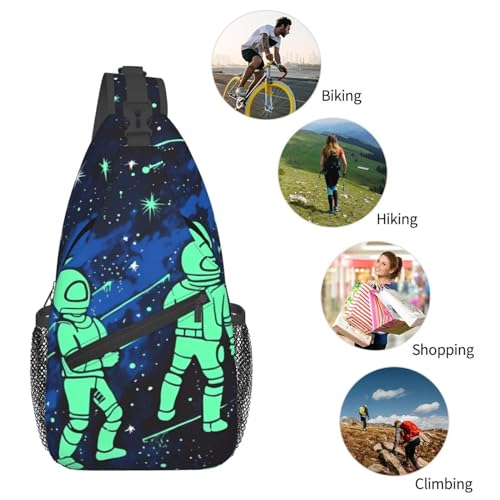 Mochila cruzada urbana negra para hombre y mujer miniatura 6