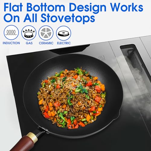 Image of Souped Up Recipes 10 Inch Carbon Steel Wok For Electric, Induction and Gas Stoves (Lid and User Guide Video Included)