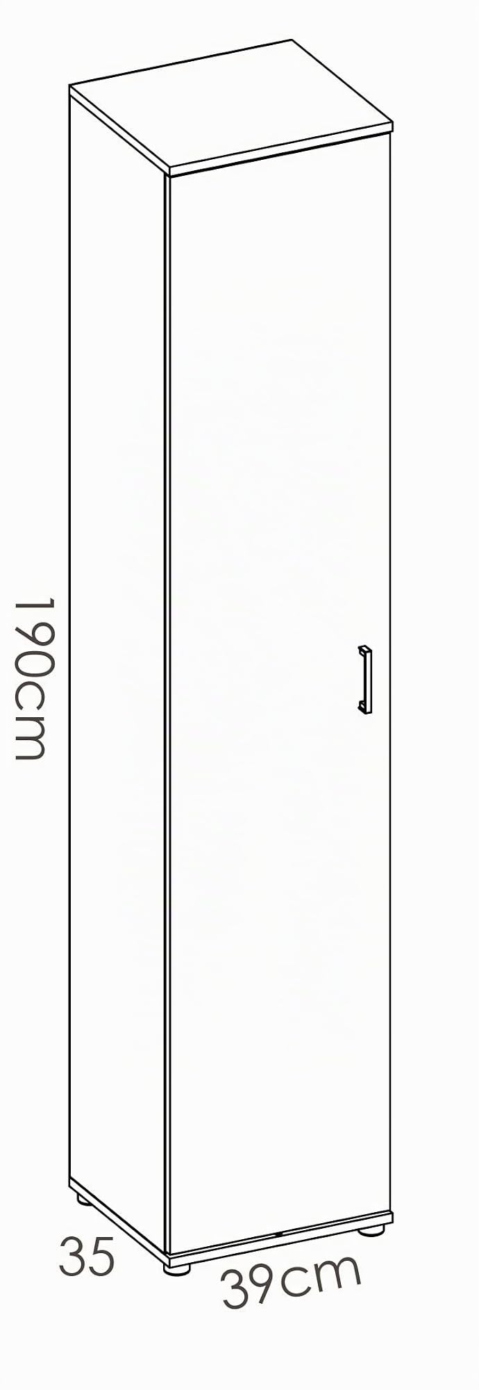 Armadio Multiuso 39x190H cm Adam Bianco Opaco con un'anta - Bianco