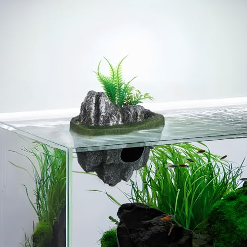 Image of Toddmomy Floating Aquarium Rock Decor Realistic Fish Tank Cave Hideaway Floating Island Ornament for Aquascaping Shelter for Fish 6.29 X 4.72 X 3.14 in
