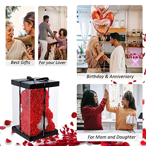 U Uqui Rose Bear Gifts For Her, Flower Bear Rose Teddy Bear With Box Lights Necklace Balloon Card, Cute Romantic I Love You Anniversary Birthday Gifts & Decorations #TOP5