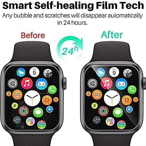 Image of BLACKSHEEP 2 Pack Membrane For Apple Watch Series 4 / Series 5 / Series 6 / Watch SE2 /Watch SE3 44mm Full Screen Coverage Flexible Watch Screen Protector with Easy Installation Kit