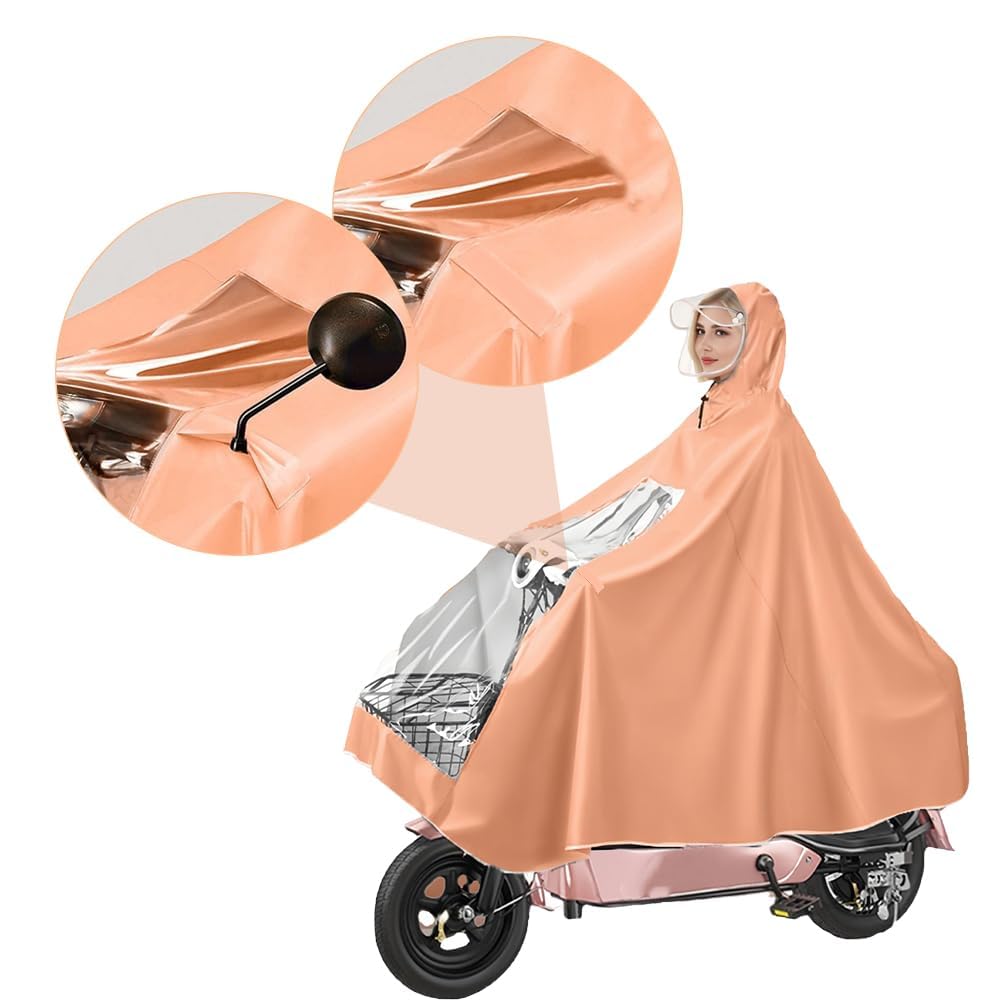 Cape de Pluie Moto Électrique Poncho Vélo Imperméable Oxford PU8000mm Visière Amovible Bandes Réfléchissantes Coupe-vent Scooter Fauteuil Roulant Mobile Protection Intégrale Homme Femme