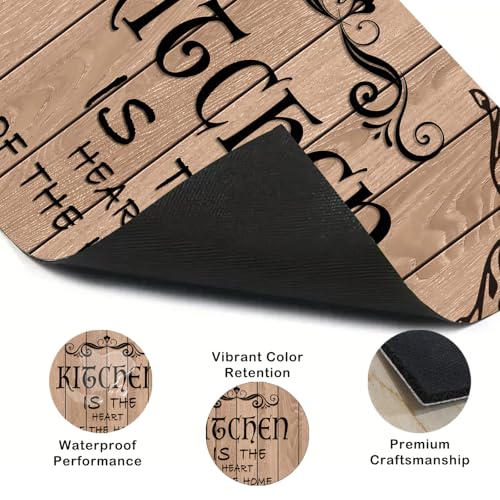 Image of Nuxovilar Stove Top Cover Vintage Kitchen Quote Wooden Grain Print Polyester Diatomaceous Earth Mixture 28.65x20.47inch Decorative Stove Mat, Counter Protector Mat Kitchen Counter, Dining Table