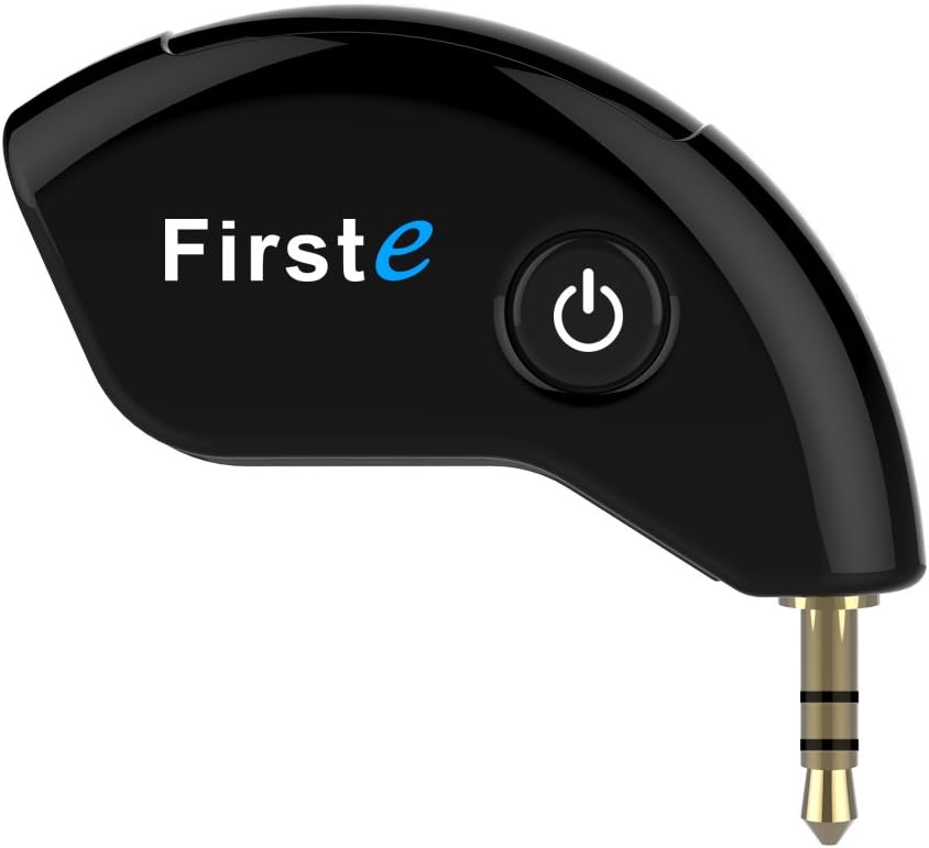 FirstE Bluetooth Transmitter, Portable Wireless Audio Adapter Connected TV and 3.5mm AUX Audio Devices, Paired with 2 Bluetooth Headphones/Speakers, Stream A2DP Stereo Music(Not a Bluetooth Receiver)