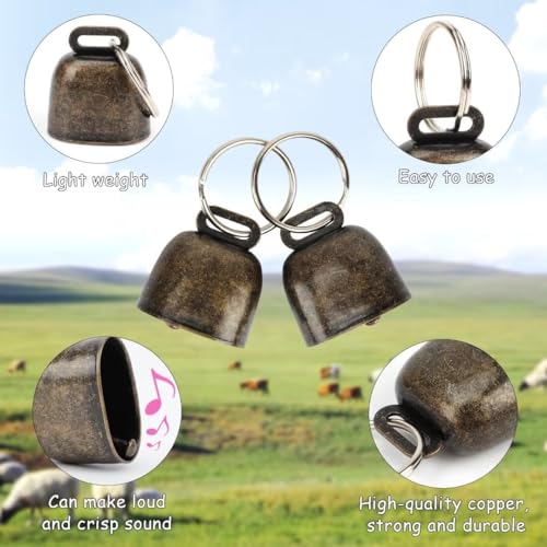 Image of 5 Pack Goat Collars with Bells, Horse Sheep Grazing Copper Bells and Adjustable Nylon Collar Set Pet Anti-Lost Loud Bronze Bell for Small Farm Animal Sheep Cow Accessories