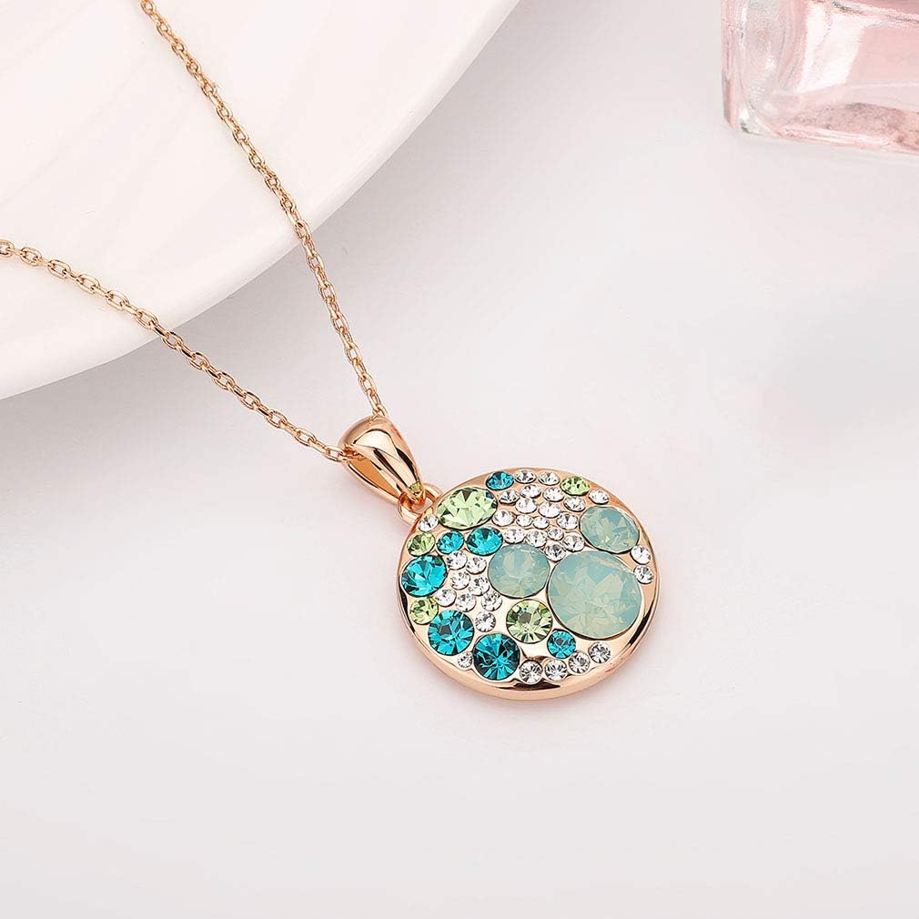 EVEVIC Austrian Crystals Round Disc Pendant Necklaces for Women Fashion 14K Gold Plated Hypoallergenic Dainty Jewelry - Image 7