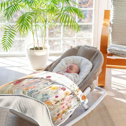 Image of Wildflowers11 Baby Blanket Cotton Cozy Throw Blanket Warm Nursery Swaddle Receiving Toddler Blankets 30 inch x 40