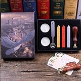 Unique Vintage Sealing Wax Stamp Kit with Spoon Wax Seal Wooden Stamp Initial Letters HP of Stamp Re