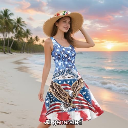 Image of Dreaweet Casual Sleeveless Dresses for Women Girls, Round Neck Tank Dresses with Pockets Summer Sundress Size XS-4XL