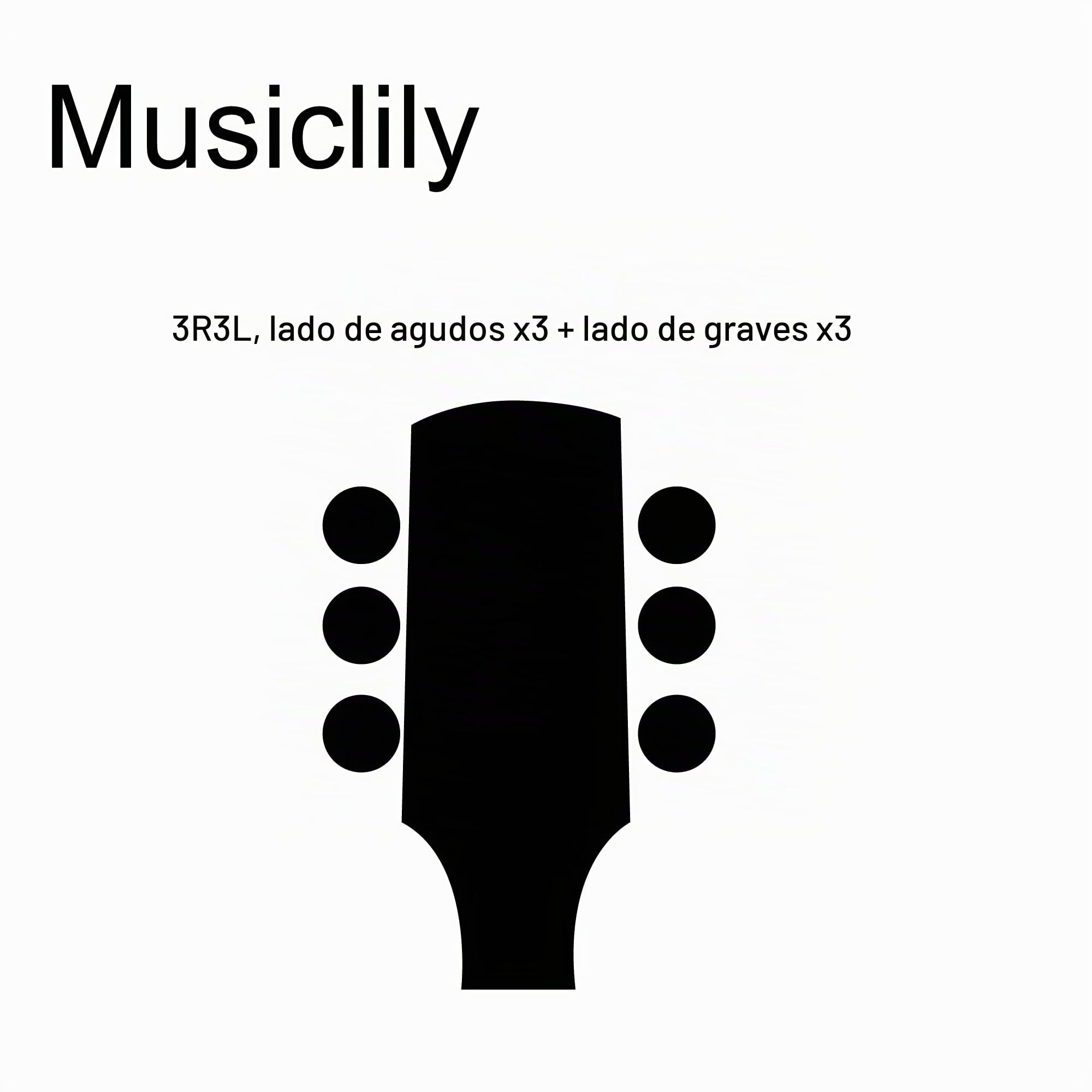 Musiclily Pro 3L+3R Ratio 18:1 Sellado Guitarra Clavijeros Bloqueo Clavijas de Afinación con Botones Keystone Tornillo 45 Grados para Guitarra Eléctrica/Acústica tipo LP SG, Cromado
