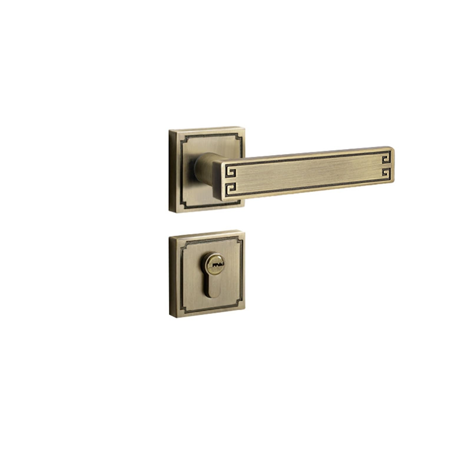 Cerradura de puerta de cuarto de baño con manija silenciosa y picaporte de madera interior
