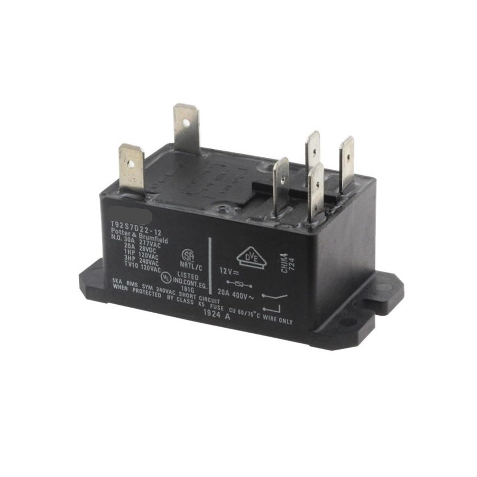Relais T92S7D22-12 12V capable de commuter de fortes charges 30A