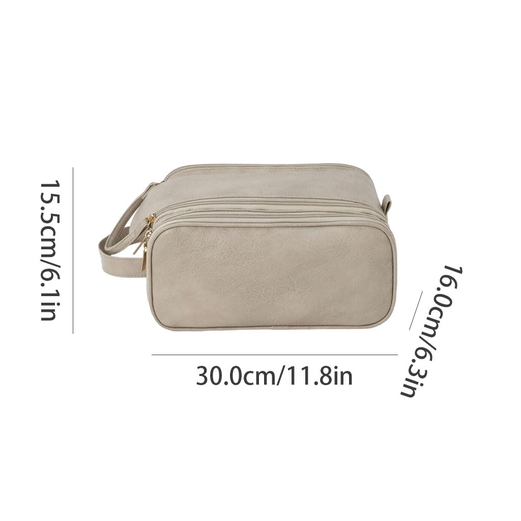 Grote capaciteit dubbele rits toilettas lederen reis make-up tas draagbare opbergtas