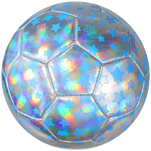 EVZOM Soccer Ball Size 4 for Boys,Girls,Kids, Adult, Official Training Soccer Balls for Indoor Outdoor (Silver)