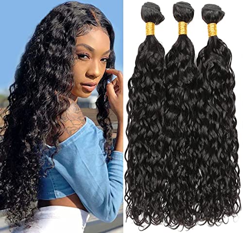 Brazilian Hair Bundles Water Wave 8A Grade 100% Unprocessed Water Wave Human Hair 3 Bundle Brazilian Real Unprocessed Virgin Hair Weave Human Hair Extensions 26 28 30 Inch