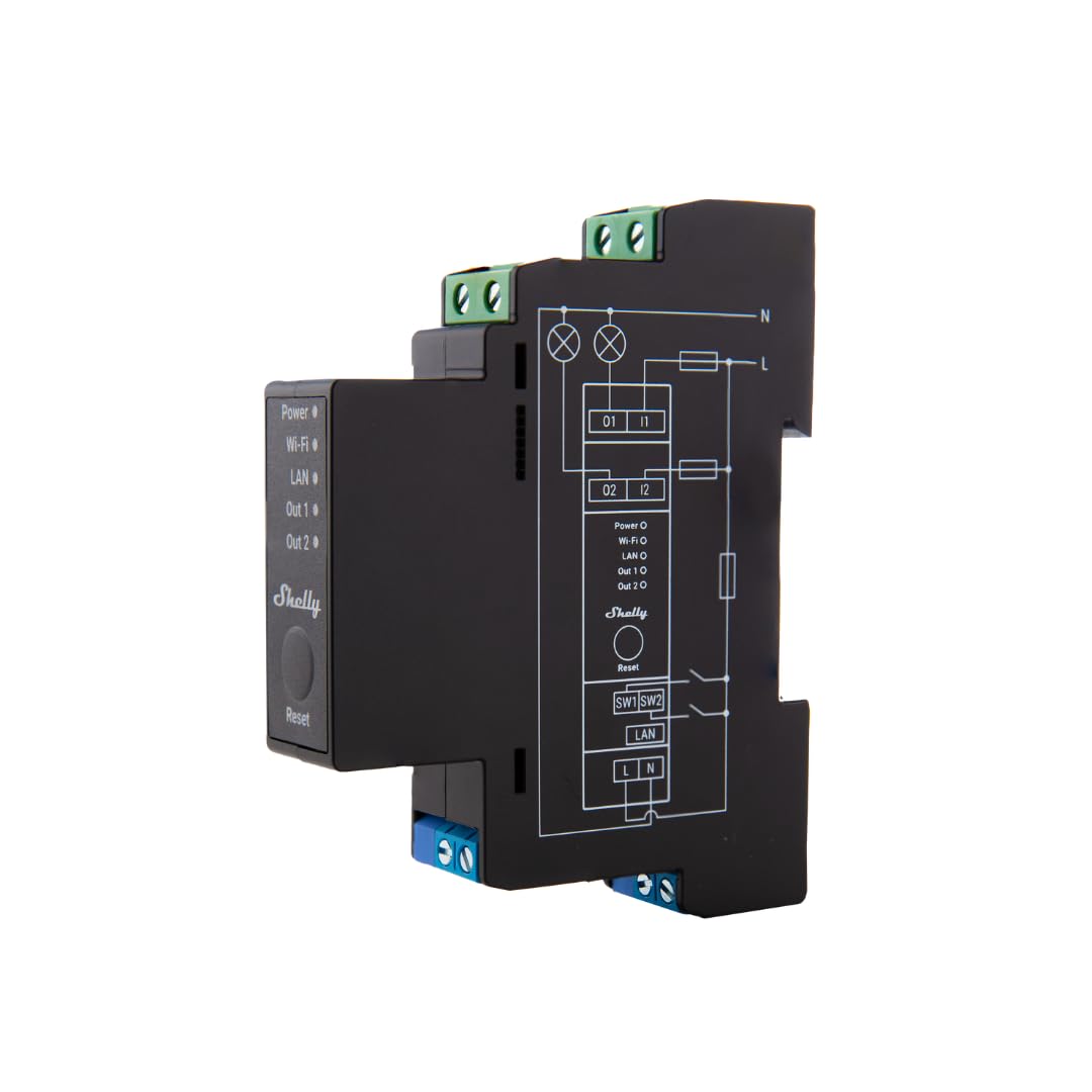 Shelly Pro 2PM | Wlan, LAN & Bluetooth 2-Kanal-Smart-Relais-Schalter mit Leistungsmessung & Pro 1 | WiFi & Bluetooth 1-Kanal-Smart-Relais-Schalter