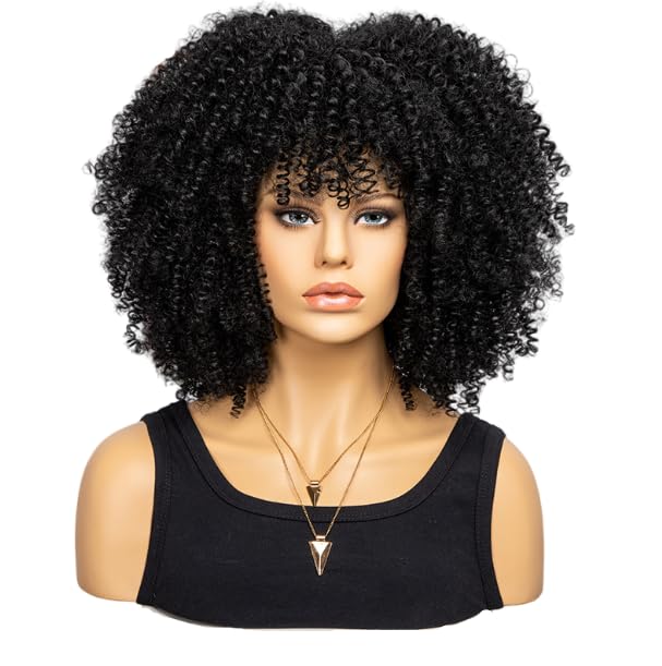 Fashion Afro Curly Wig Synthetic Short Full Wig Women Wig For Halloween Party Christmas Costume Wig (Black Red)
