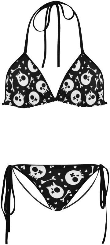 Women's Sugar Skull Dia De Los Muertos Two Pieces Bikini Sets Swimwear Swimsuit