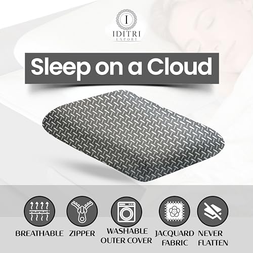 Image of Cervical Support Pillow, Grey Memory Foam Ergonomic Contour for Neck Relief, Breathable Jacquard Cover, Orthopedic Bedding for Better Sleep, Side and Stomach Sleepers,50x30x6 cm