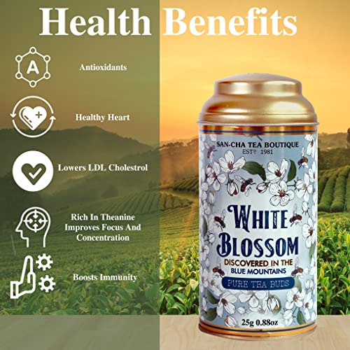 Image of Sancha Tea Boutique, White Blossom White Tea, Limited Edition Loose Leaves, Rare Blue Mountain Selection | Premium Handpicked White Tea