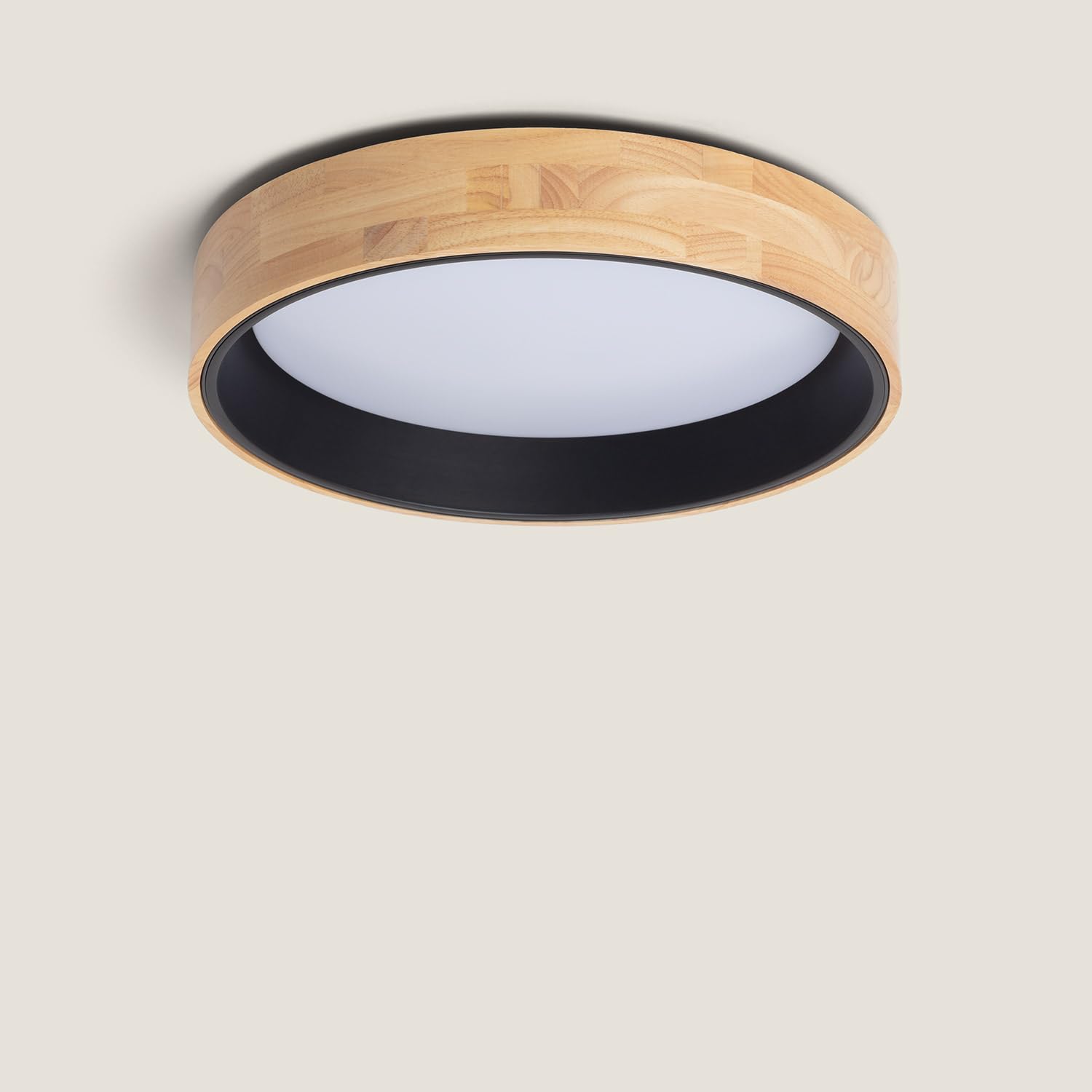 LEDKIA Okrągły Plafon LED 20W Z Drewna i Aluminium Ø470 mm z Regulowaną Tem