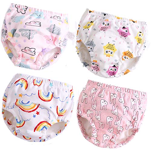 Baby Toddler 4 Pack Cotton Training Pants Toilet Training Underwear for Boys and Girls 12M-4T (A, 4T)