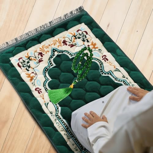 Tapete de oración grande verde suave antideslizante miniatura 2