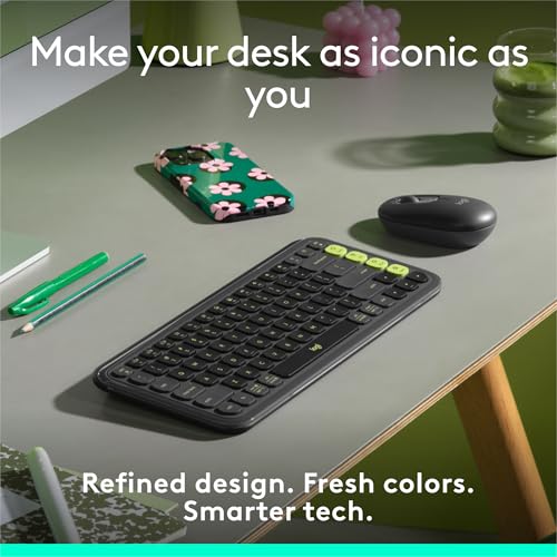 Image of Logitech POP ICON Keys Wireless Bluetooth Keyboard, Comfortable Typing, Programmable Keys, Easy-Switch Between up to 3 Devices, for Laptop, Tablet, PC - Graphite