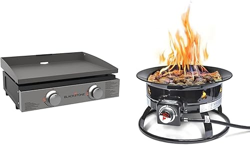 Blackstone Parrilla de mesa de 22 pulgadas sin campana, alimentada con propano  22 pulgadas &amp; Outland Living Firebowl 893 Deluxe para exteriores