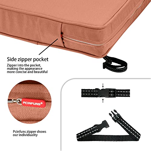 Pcinfuns Outdoor Bench Cushions Water-Resistant 54 X 18 X 3 Inch, Patio Furniture Chair Pads,Swing Cushion,Patio Loveseat Cushion,Orange Red #TOP5