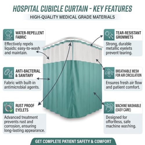 Image of RJO Hospital Curtains Green Zigzag W-8 x L-7 FT