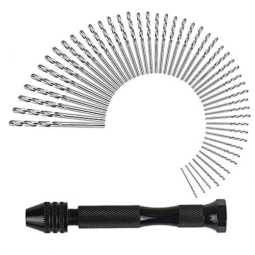 Hand Drill Set Precision Pin Vise With 49 Pcs Mini Twist Drill Bits For Model,Diy,Jewelry Making,Multipurpose Rotary Tool Dril
