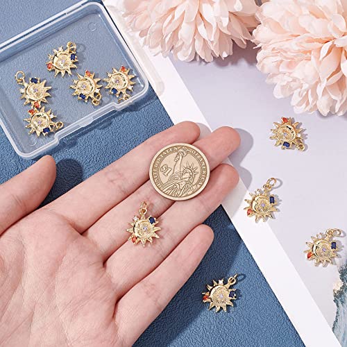 Beebeecraft 1 Box 10Pcs Moon Sun Charms 18K Gold Plated Brass Rhinestone Pendants Hanging Dangle End Charms with Loop for DIY Necklace Bracelet Jewellery Making Accessories - Image 3