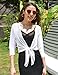 Aiboria Womens 3/4 Sleeve Sheer Mesh Shrug Tie Front Cropped Bolero Cardigan White Small