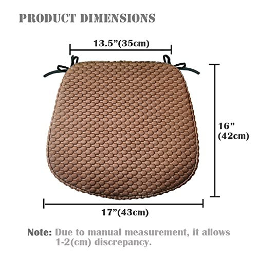 Big Hippo Kitchen Chair Pads Chair Cushion For Dining Chairs,Memory Foam Indoor Seat Cushion Wooden Metal Chair Cushions With Ties,Dining Seat Cushion With Machine Washable Cover,16" X 17", Brown #TOP1