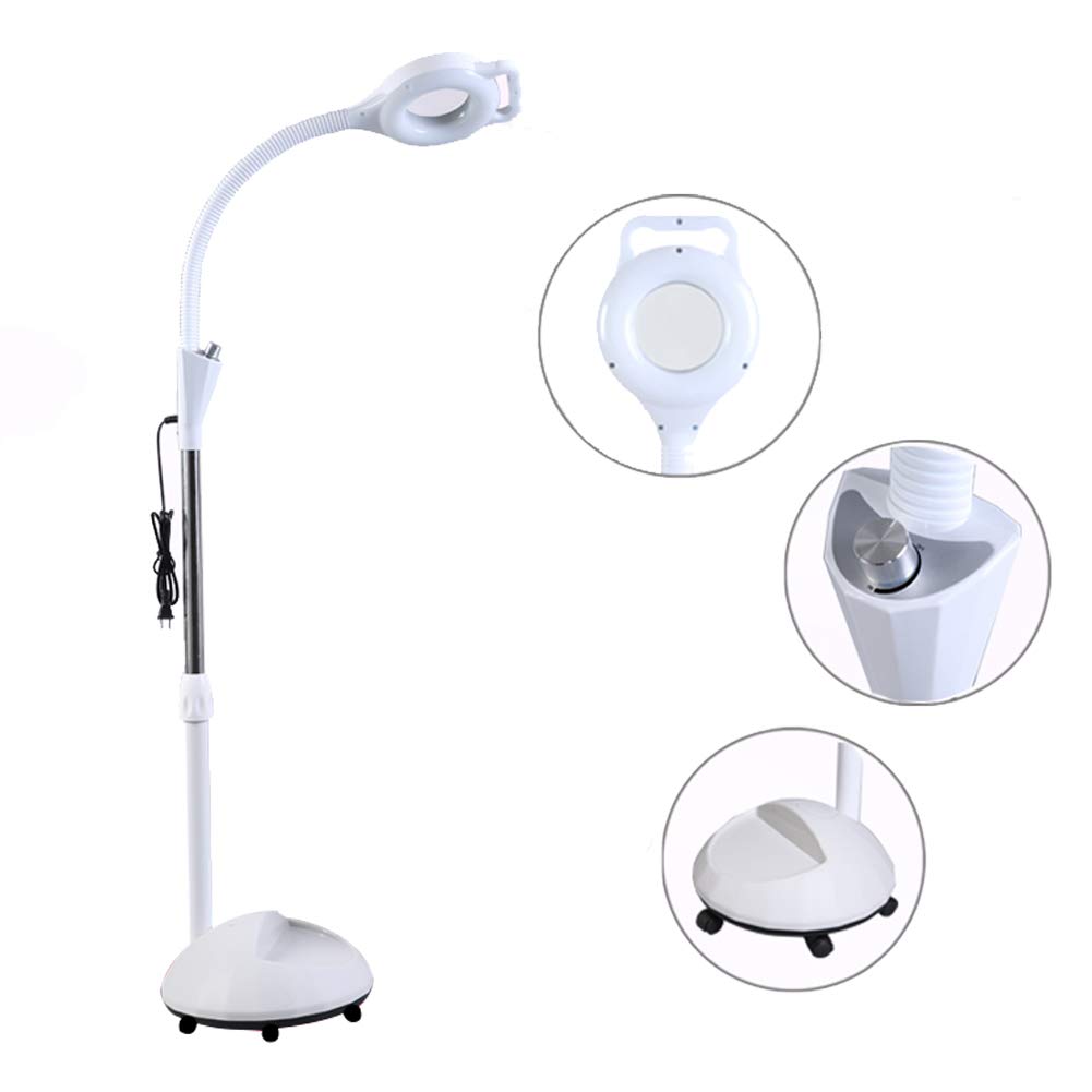 16X Ingrandimento illuminato Salone di bellezza Lampada per tatuaggi a LED Lampada di bellezza Lampada da terra con lente d'ingrandimento a luce fredda Tatuaggio per unghie, Lampada senza ombre La l