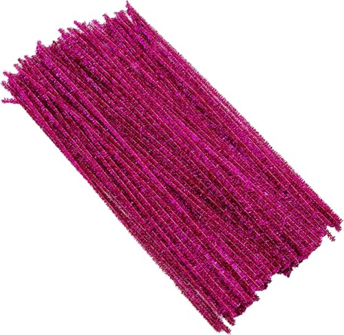 Image of Pipe Cleaners Craft, Pipe Cleaners Chenille Stem Fuzzy Sticks Craft Supplies for flowers making, Home DIY (Pink Sparkle, 200pc)