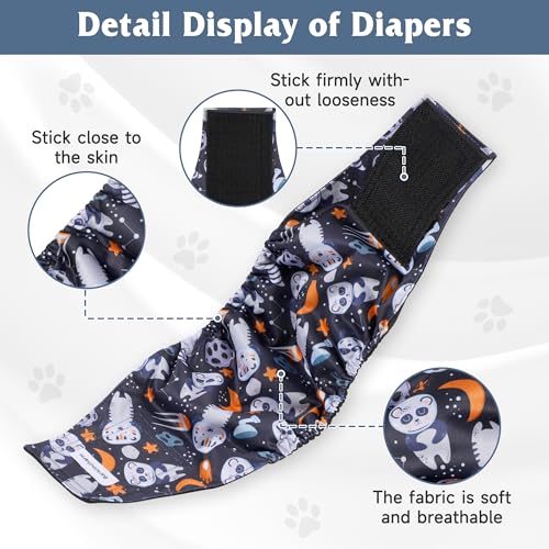 Image of 3 Pack Dog Diapers Male Reusable, High Absorbing Washable Dog Wraps, Male Dog Belly Band for Dogs with Incontinence or Frequent Urination(Large, Fox)
