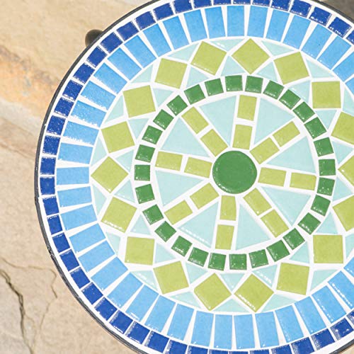 Christopher Knight Home Iris Outdoor Ceramic Tile Side Table With Iron Frame, Blue / Green #TOP5