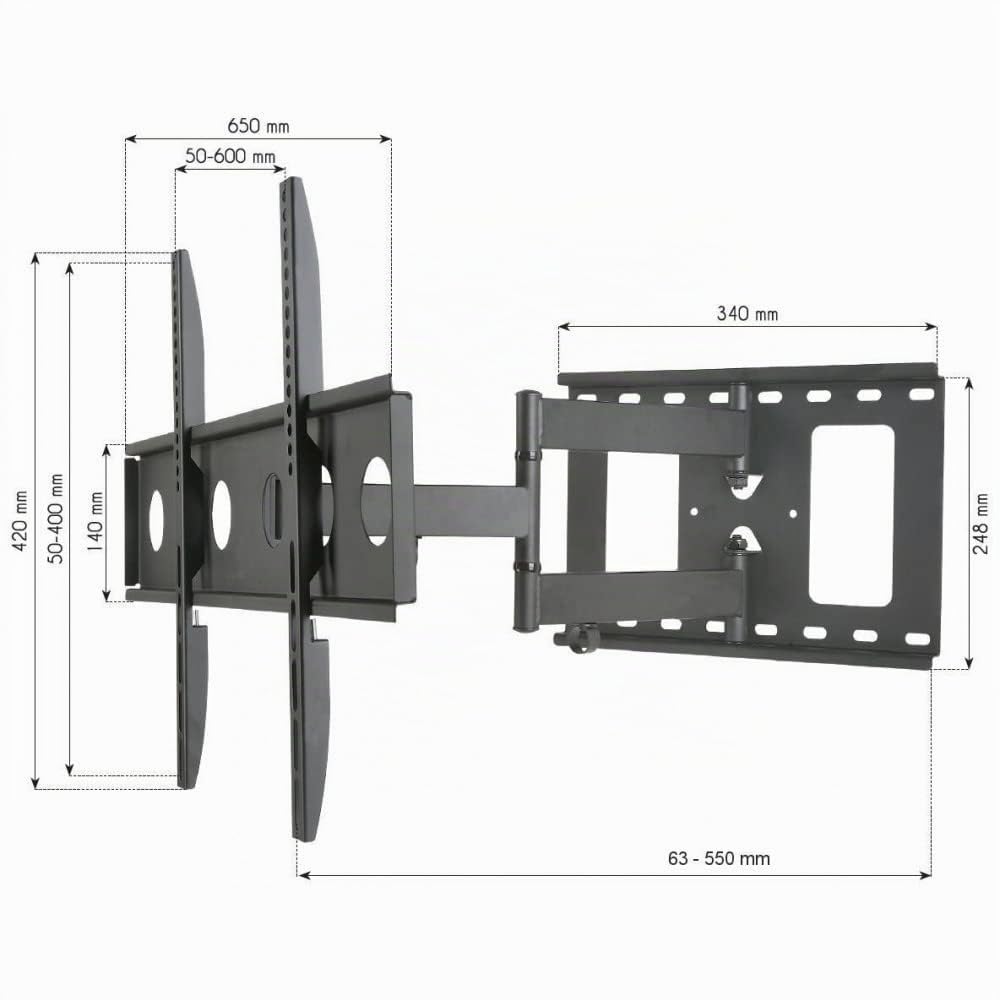 Techly 027620 Supporto a Muro per TV LED LCD 32-65'' Estensibile Slim Full-Motion Nero