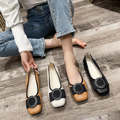 Women's Square Toe Ballet Flats, Comfortable and Casual Slip-On Flats Suitable for Walking, Driving, and Formal Wear 7