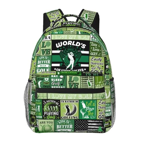 Golf Backpack School Backpacks Golf Theme Bookbag Casual Sport Daypack Travel Bag for Kids Girls Boys Men Gifts 16 Inch