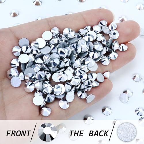 Image of SS4 /1440PCS Flatback Crystal Rhinestones Round Gems for Nail Art and Craft Clothes Glue Fix, Mine Silver (1.5-1.7mm)