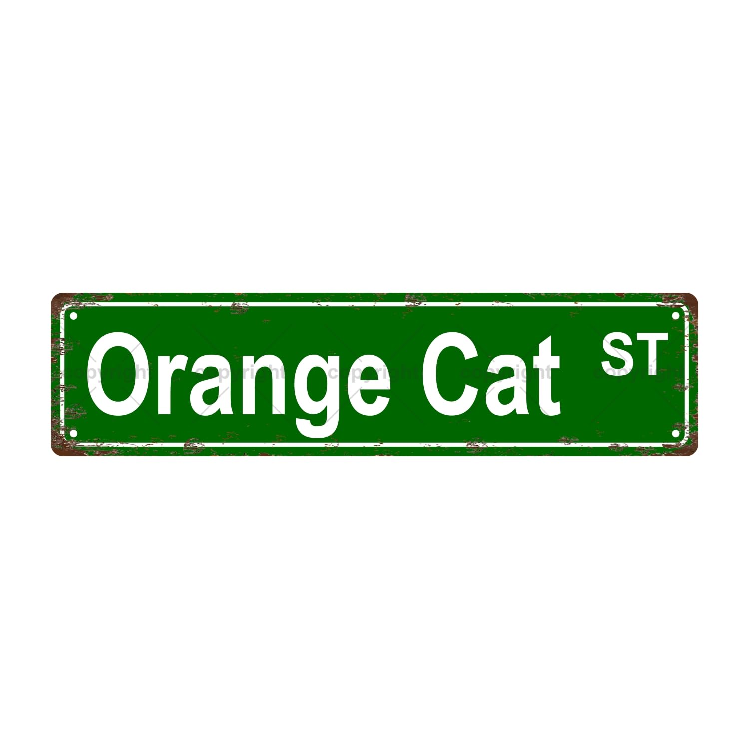 Orange CAT ST CAT Metal Tin Street Sign Bar Cafe Garage Cave Home Room Wall Bathroom Farmhouse Garden Porch Patio Decor,4x16 Inch