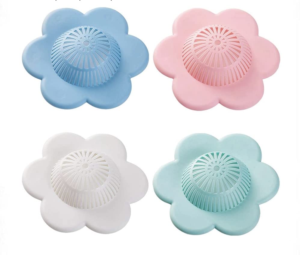 HydroBath Shower Drain Hair Catcher Bathtub Drain Cover Hair Stopper for Bathtub Drain Tub Shroom Kitchen Sink Cover Drain Cover Pack of 4