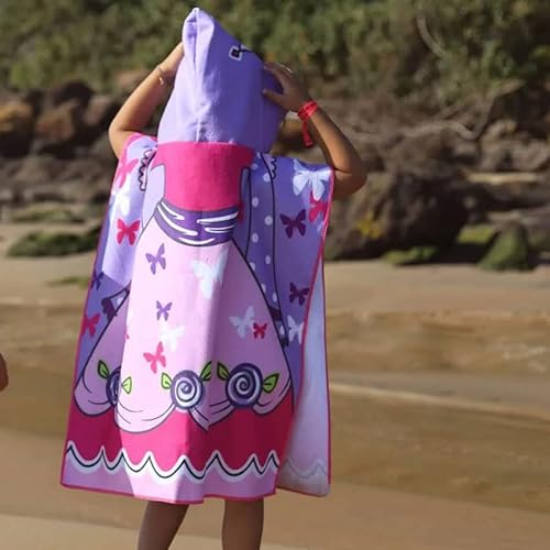 Poncho Infantil Toalha Capuz Praia Roupao Princesa Rosa