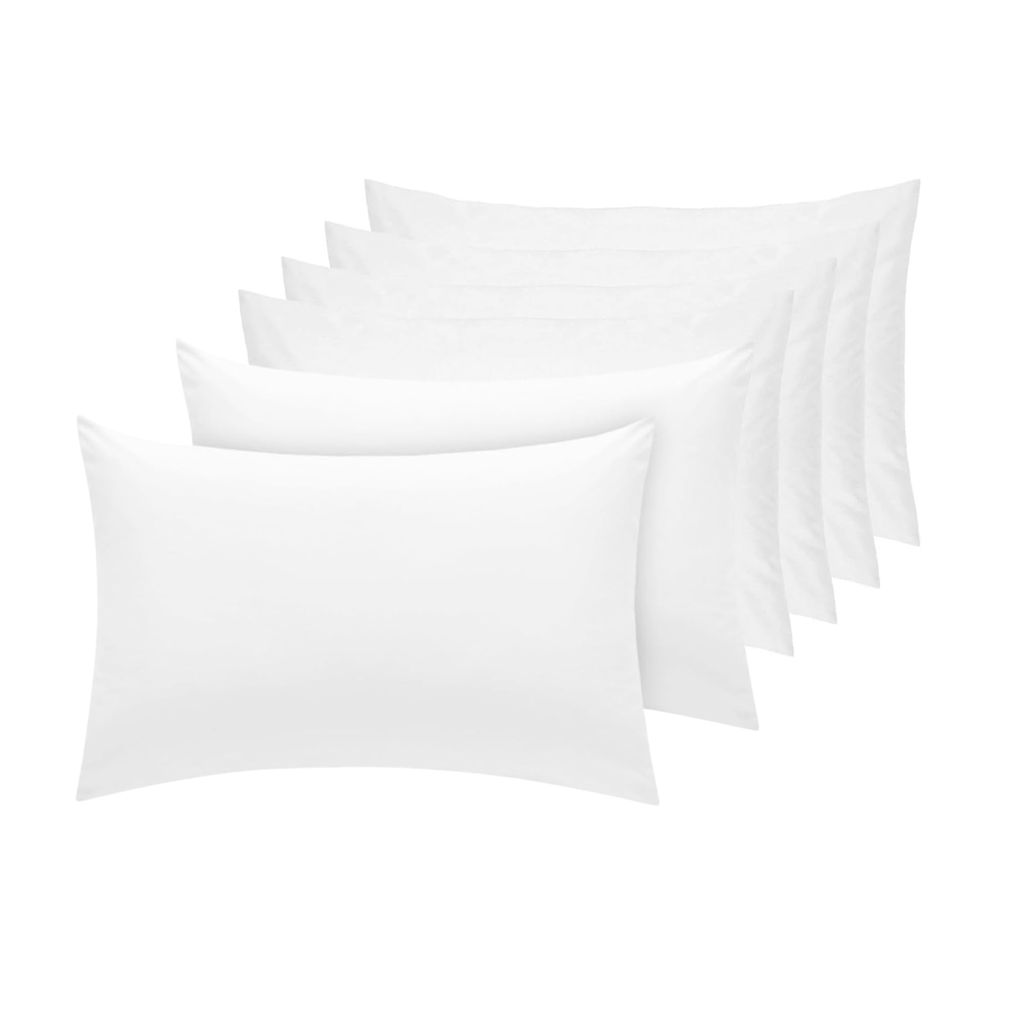 DTEX HOMES Pillow Cases 6 pack 800 Thread Count 100% Egyptian Cotton Hotel Quality Soft Sateen white pillowcases 6 pack -6 x Housewife Pillow Cases (50 x 75cm)
