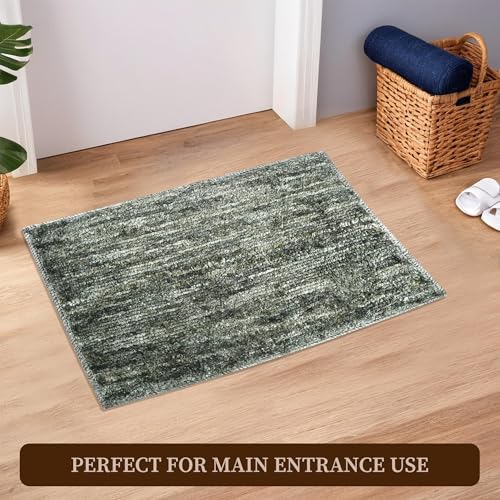 Image of Kuber Industries 16x24 Inch Anti Skid Mat for Bathroom Floor | Anti Slip Paydan /Footmat for Home & Kitchen | Doormat & Bathroom Mat for Indoor /Outdoor | Multi Riyal - Green